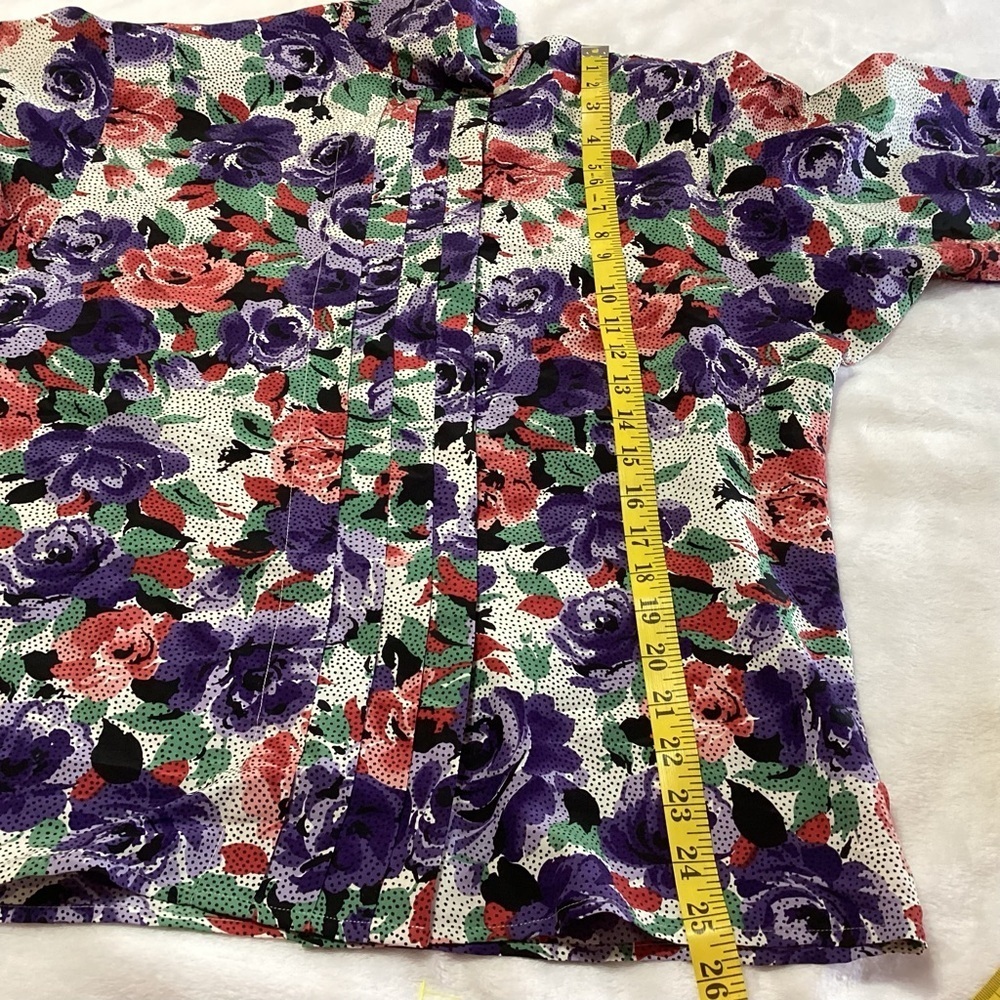 Bleyle Y2K Purple Red Green Floral Button-Up Blouse Polka Dots Fairycore L/XL - Picture 6 of 7